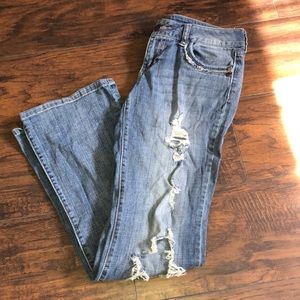 Stretch Boot-Cut Ripped Jeans